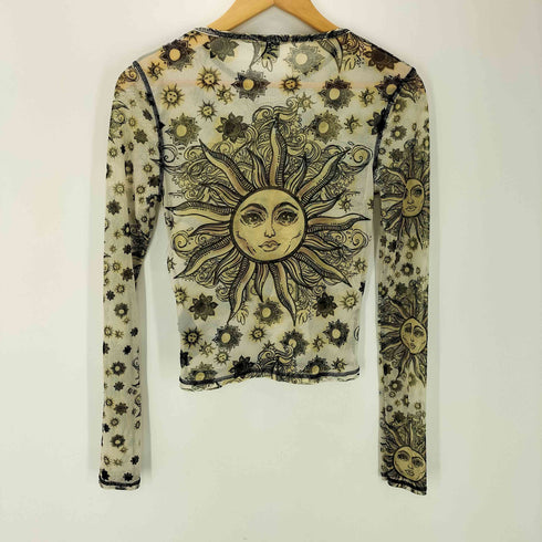 アーバンアウトフィッターズ URBAN OUTFITTERS 英国製 サン 太陽 総柄 クルーネック カットソー セカンドスキン レディース import:M